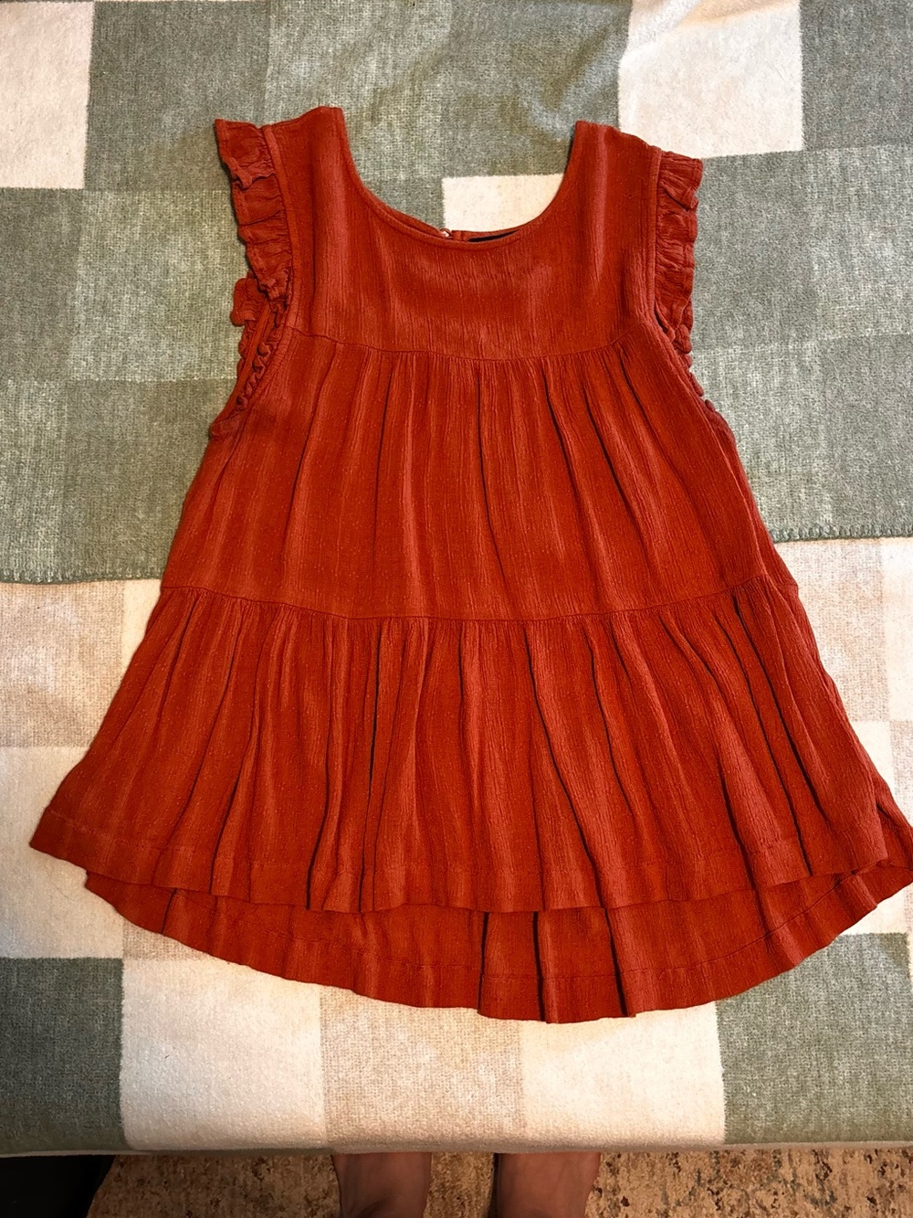 American Eagle Outfitters Rust Tiered Ruffle Tank Top